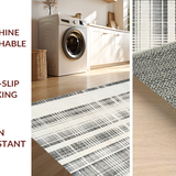 Ultra Soft Area Rug, Non Slip, Stain Resistant, Washable Area Rugs for Living Room, Bedroom, Boho Chic Black & White Area Rug:  Layered Welcome Mat(Gray)