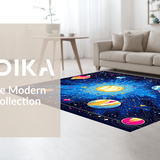 Ultra Soft Area Rug, Non Slip, Stain Resistant, Washable Area Rugs for Living Room, Bedroom, Charming Cosmic Fantasy Illustration(Blue)