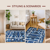 Ultra Soft Area Rug, Non Slip, Stain Resistant, Washable Area Rugs for Living Room, Bedroom, Serene Monochrome Abstract Flow(Blue)