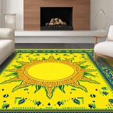 Ultra Soft Area Rug, Non Slip, Stain Resistant, Washable Area Rugs for Living Room, Bedroom, Charming Retro Sunbeam Artwork(Yellow)