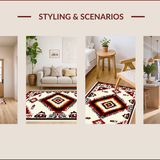 Ultra Soft Area Rug, Non Slip, Stain Resistant, Washable Area Rugs for Living Room, Bedroom, Southwestern Ivory Bathroom Geometric Cotton Rug(Beige)
