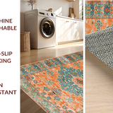 Ultra Soft Area Rug, Non Slip, Stain Resistant, Washable Area Rugs for Living Room, Bedroom, Striking Retro Geometric Fusion(Orange)