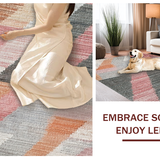 Ultra Soft Area Rug, Non Slip, Stain Resistant, Washable Area Rugs for Living Room, Bedroom, Shaggy Style Macaroon Hue Rug with Modern Chevron and Zigzag Prints(Beige)