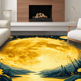 Ultra Soft Area Rug, Non Slip, Stain Resistant, Washable Area Rugs for Living Room, Bedroom, Trendy Psychedelic Nature Theme(Gold)