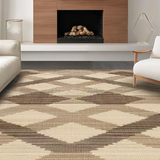Ultra Soft Area Rug, Non Slip, Stain Resistant, Washable Area Rugs for Living Room, Bedroom, Stylish Jute Diamond Motif(Beige)