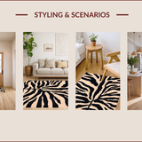 Ultra Soft Area Rug, Non Slip, Stain Resistant, Washable Area Rugs for Living Room, Bedroom, Modern Zebra Print Entryway Runner Rug Black Peach(Beige)