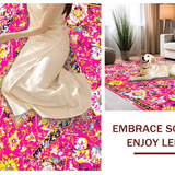 Ultra Soft Area Rug, Non Slip, Stain Resistant, Washable Area Rugs for Living Room, Bedroom, Lively Fuchsia and Yellow Harmony(Pink)