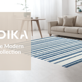 Delicate Textured Ivory Stripe Motif(Blue)