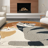 Ultra Soft Area Rug, Non Slip, Stain Resistant, Washable Area Rugs for Living Room, Bedroom, Delightful Earthy Cat Aesthetic(Beige)