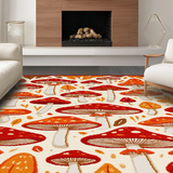 Ultra Soft Area Rug, Non Slip, Stain Resistant, Washable Area Rugs for Living Room, Bedroom, Cozy Rustic Mushroom Print Decor(Orange)