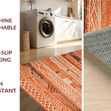 Ultra Soft Area Rug, Non Slip, Stain Resistant, Washable Area Rugs for Living Room, Bedroom, Trendy Ogee Pattern in Rust Hues(Orange)