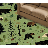 Ultra Soft Area Rug, Non Slip, Stain Resistant, Washable Area Rugs for Living Room, Bedroom, Charming Bear and Moose Designs(Green)