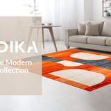 Ultra Soft Area Rug, Non Slip, Stain Resistant, Washable Area Rugs for Living Room, Bedroom, Dynamic Orange Tiled Composition(Orange)