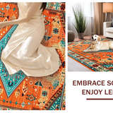 Ultra Soft Area Rug, Non Slip, Stain Resistant, Washable Area Rugs for Living Room, Bedroom, Playful Rustic Diamond Arrangement(Orange)