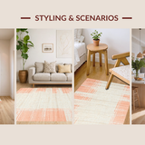 Ultra Soft Area Rug, Non Slip, Stain Resistant, Washable Area Rugs for Living Room, Bedroom, Sophisticated Subtle Stripe Appeal(Orange)