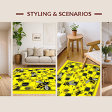 Ultra Soft Area Rug, Non Slip, Stain Resistant, Washable Area Rugs for Living Room, Bedroom, Elegant Floral Hexagonal Arrangement(Yellow)