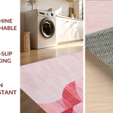 Ultra Soft Area Rug, Non Slip, Stain Resistant, Washable Area Rugs for Living Room, Bedroom, Aesthetic Bow Silhouette Rug with Satin Ribbon Elements and Dotted Borders(Pink)