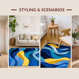 Elegant Symmetrical Linear Motif(Blue)