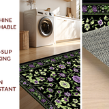 Ultra Soft Area Rug, Non Slip, Stain Resistant, Washable Area Rugs for Living Room, Bedroom, Charming Black Floral Elegance(Black)