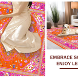Ultra Soft Area Rug, Non Slip, Stain Resistant, Washable Area Rugs for Living Room, Bedroom, Lively Tiled Artful Expression(Orange)