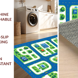Ultra Soft Area Rug, Non Slip, Stain Resistant, Washable Area Rugs for Living Room, Bedroom, Sky Blue Urban Adventure Play Area(Blue)