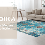 Ultra Soft Area Rug, Non Slip, Stain Resistant, Washable Area Rugs for Living Room, Bedroom, Rustic Geometric Earthy Tones(Blue)