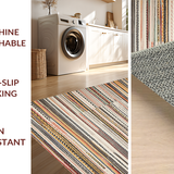 Ultra Soft Area Rug, Non Slip, Stain Resistant, Washable Area Rugs for Living Room, Bedroom, Vibrant Chindi Striped Aesthetic(Orange)