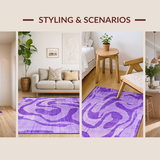 Ultra Soft Area Rug, Non Slip, Stain Resistant, Washable Area Rugs for Living Room, Bedroom, Chic Pastel Dreamy Hues(Purple)