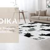 Ultra Soft Area Rug, Non Slip, Stain Resistant, Washable Area Rugs for Living Room, Bedroom, Whimsical Stretched Feline Motif(Black)