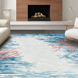 Ultra Soft Area Rug, Non Slip, Stain Resistant, Washable Area Rugs for Living Room, Bedroom, Light Blue Underwater Coral Design(Blue)