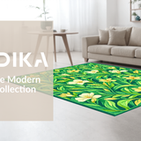 Ultra Soft Area Rug, Non Slip, Stain Resistant, Washable Area Rugs for Living Room, Bedroom, Chic Minimalist Green Bloom Style(Green)