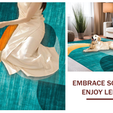 Ultra Soft Area Rug, Non Slip, Stain Resistant, Washable Area Rugs for Living Room, Bedroom, Chic Vibrant Color Block Arrangement(Blue)