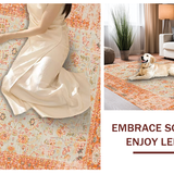 Ultra Soft Area Rug, Non Slip, Stain Resistant, Washable Area Rugs for Living Room, Bedroom, Contemporary Floral Overlay Pattern(Beige)