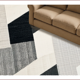 Ultra Soft Area Rug, Non Slip, Stain Resistant, Washable Area Rugs for Living Room, Bedroom, Modern Abstract Ivory Black Living Room Non-Shedding Rug(Black)