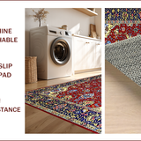Ultra Soft Area Rug, Non Slip, Stain Resistant, Washable Area Rugs for Living Room, Bedroom, Vibrant Paisley Floral Motif(Red)