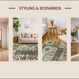 Ultra Soft Area Rug, Non Slip, Stain Resistant, Washable Area Rugs for Living Room, Bedroom, Tribal Soft Washable Kitchen Area Rug with Floral Design(Brown)