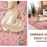 Ultra Soft Area Rug, Non Slip, Stain Resistant, Washable Area Rugs for Living Room, Bedroom, Vibrant Pastel Ogee Patterned Delight(Pink)
