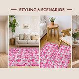 Ultra Soft Area Rug, Non Slip, Stain Resistant, Washable Area Rugs for Living Room, Bedroom, Preppy Pink Bow Pattern Decorator Area Rug(Pink)