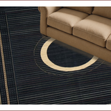 Ultra Soft Area Rug, Non Slip, Stain Resistant, Washable Area Rugs for Living Room, Bedroom, Trendy Circular Artful Pattern(Black)