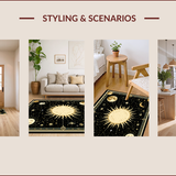 Ultra Soft Area Rug, Non Slip, Stain Resistant, Washable Area Rugs for Living Room, Bedroom, Ethereal Sun Moon Tapestry Aesthetic(Black)
