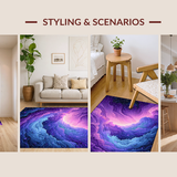 Ultra Soft Area Rug, Non Slip, Stain Resistant, Washable Area Rugs for Living Room, Bedroom, Charming Ethereal Sky Motif(Purple)