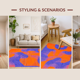 Ultra Soft Area Rug, Non Slip, Stain Resistant, Washable Area Rugs for Living Room, Bedroom, Lively Colorful Flowing Shapes(Orange)