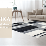 Ultra Soft Area Rug, Non Slip, Stain Resistant, Washable Area Rugs for Living Room, Bedroom, Chic Minimalist Grey Tiled Pattern(Gray)
