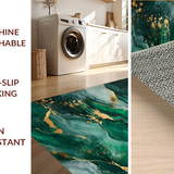 Ultra Soft Area Rug, Non Slip, Stain Resistant, Washable Area Rugs for Living Room, Bedroom, Striking Geometric Emerald Elegance(Green)