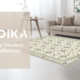 Ultra Soft Area Rug, Non Slip, Stain Resistant, Washable Area Rugs for Living Room, Bedroom, Stylish Low Pile Retro Charm(White)