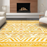 Ultra Soft Area Rug, Non Slip, Stain Resistant, Washable Area Rugs for Living Room, Bedroom, Rustic Earthy Geometric Arrangement(Yellow)