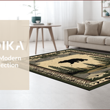 Ultra Soft Area Rug, Non Slip, Stain Resistant, Washable Area Rugs for Living Room, Bedroom, Classic Woodland Animal Motif(Beige)