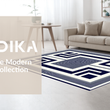 Ultra Soft Area Rug, Non Slip, Stain Resistant, Washable Area Rugs for Living Room, Bedroom, Rustic Neutral Trellis Composition(Blue)