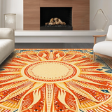 Ultra Soft Area Rug, Non Slip, Stain Resistant, Washable Area Rugs for Living Room, Bedroom, Lively Abstract Sunshine Composition(Orange)