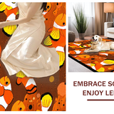 Ultra Soft Area Rug, Non Slip, Stain Resistant, Washable Area Rugs for Living Room, Bedroom, Cheerful Modern Aquatic Illustration(Orange)
